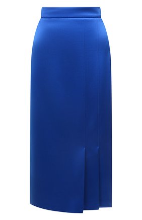 Женская шелковая юбка GUCCI синего цвета, арт. 664421/ZHS84 | Фото 1 (Длина Ж (юбки, платья, шорты): Миди; Материал внешний: Шелк; Материал подклада: Синтетический материал; Стили: Гламурный; Женское Кросс-КТ: Юбка-одежда)