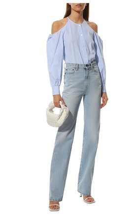 Женская хлопковая блузка STELLA MCCARTNEY голубого цвета, арт. 604244/STA27 | Фото 2 (Материал внешний: Хлопок; Длина (для топов): Стандартные; Рукава: Длинные; Стили: Романтичный; Принт: Без принта; Женское Кросс-КТ: Блуза-одежда)