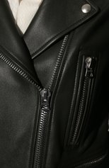 Женская кожаная куртка ACNE STUDIOS темно-зеленого цвета, арт. A70065 | Фото 5 (Кросс-КТ: Куртка; Рукава: Длинные; Стили: Гламурный; Материал внешний: Натуральная кожа; Женское Кросс-КТ: Замша и кожа; Длина (верхняя одежда): Короткие; Материал подклада: Вискоза)