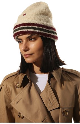 Женская шапка из шерсти и хлопка ACNE STUDIOS кремвого цвета, арт. C40208/W | Фото 2 (Материал: Текстиль, Шерсть)