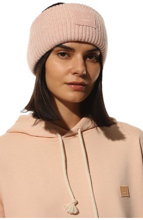 Женская шерстяная повязка на голову ACNE STUDIOS светло-розового цвета, арт. C40161/W | Фото 2 (Материал: Текстиль, Шерсть)