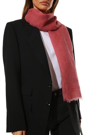 Женский шарф изо льна и кашемира GIORGIO ARMANI розового цвета, арт. 795207/2R114 | Фото 2 (Материал: Лен, Текстиль, Кашемир, Шерсть)