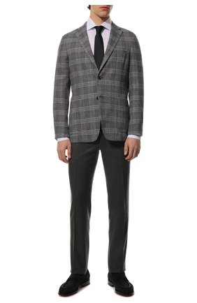 Мужской пиджак из хлопка и льна Z ZEGNA серо-голубого цвета по цене 87300 руб., арт. 342704/1D7SG0 | Фото 2 Мужской пиджак из хлопка и льна Z ZEGNA серо-голубого цвета, арт. 342704/1D7SG0 | Фото 2 (Материал внешний: Лен, Хлопок; Материал подклада: Вискоза; Рукава: Длинные; Длина (для топов): Стандартные; 1-2-бортные: Однобортные; Стили: Кэжуэл; Пиджаки М: Приталенный; Случай: Повседневный)