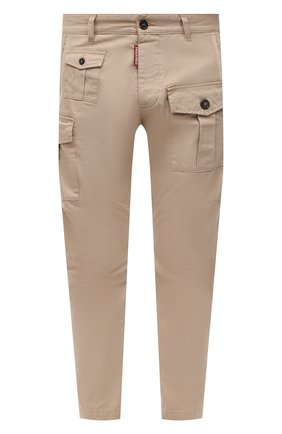 Мужские хлопковые брюки DSQUARED2 бежевого цвета, арт. S74KB0633/S41794 | Фото 1 (Материал внешний: Хлопок; Длина (брюки, джинсы): Укороченные; Случай: Повседневный; Силуэт М (брюки): Карго; Стили: Кэжуэл)