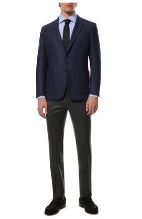 Мужской пиджак из шелка и шерсти CANALI синего цвета по цене 147500 руб., арт. 21288/CF00301 | Фото 2 Мужской пиджак из шелка и шерсти CANALI синего цвета, арт. 21288/CF00301 | Фото 2 (Длина (для топов): Стандартные; Рукава: Длинные; Материал подклада: Купро; Материал внешний: Шелк, Шерсть; 1-2-бортные: Однобортные; Пиджаки М: Приталенный; Случай: Формальный; Стили: Кэжуэл, Классический)