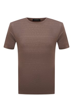 Мужская льняная футболка ERMENEGILDO ZEGNA коричневого цвета по цене 33350 руб., арт. UU564/706 | Фото 1 Мужская льняная футболка ERMENEGILDO ZEGNA коричневого цвета, арт. UU564/706 | Фото 1 (Материал внешний: Лен; Длина (для топов): Стандартные; Рукава: Короткие; Принт: Без принта; Стили: Кэжуэл)