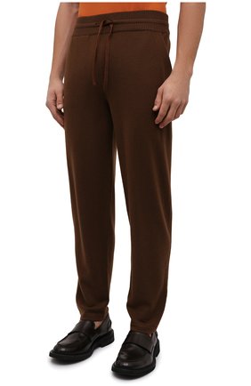 Мужские кашемировые брюки LORO PIANA коричневого цвета, арт. FAM3418 | Фото 3 (Мужское Кросс-КТ: Брюки-трикотаж; Материал внешний: Шерсть, Кашемир; Длина (брюки, джинсы): Стандартные; Случай: Повседневный; Стили: Кэжуэл)
