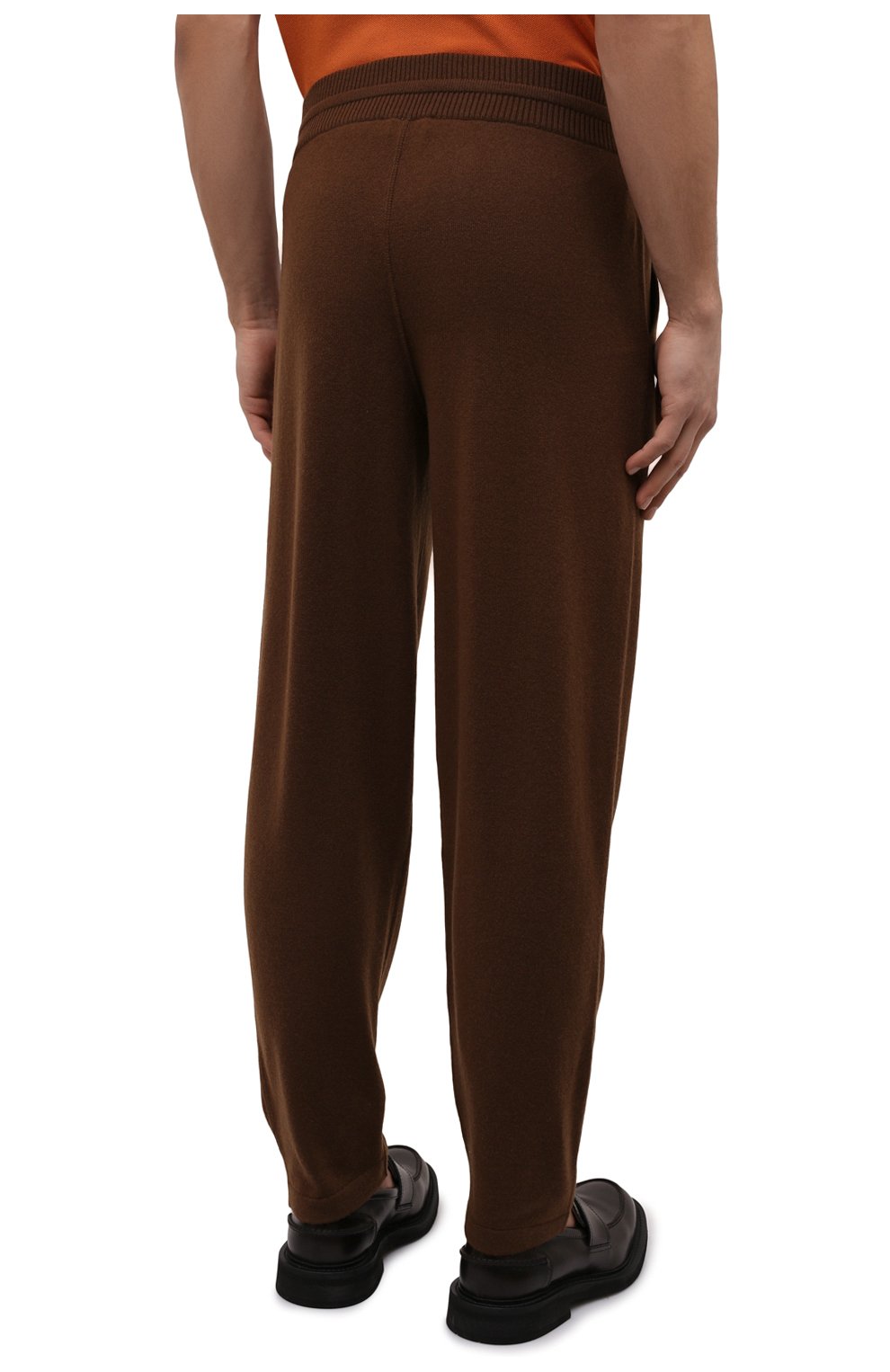 Мужские кашемировые брюки LORO PIANA коричневого цвета, арт. FAM3418 | Фото 4 (Мужское Кросс-КТ: Брюки-трикотаж; Материал внешний: Шерсть, Кашемир; Длина (брюки, джинсы): Стандартные; Случай: Повседневный; Стили: Кэжуэл)