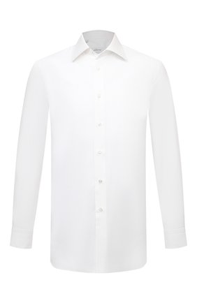 Мужская хлопковая сорочка BRIONI белого цвета по цене 54500 руб., арт. RCBD00/0905B | Фото 1 Мужская хлопковая сорочка BRIONI белого цвета, арт. RCBD00/0905B | Фото 1 (Длина (для топов): Стандартные; Рукава: Длинные; Материал внешний: Хлопок; Случай: Формальный; Принт: Однотонные; Рубашки М: Regular Fit; Манжеты: На пуговицах; Стили: Классический; Воротник: Кент)