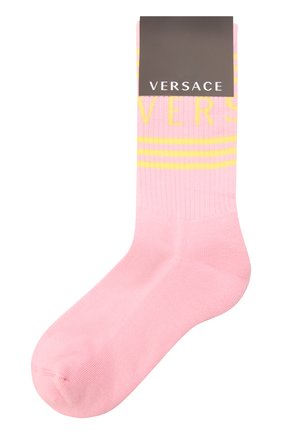 Мужские хлопковые носки VERSACE розового цвета, арт. ICZ0003/IK0203 | Фото 1 (Материал внешний: Хлопок; Кросс-КТ: бельё)