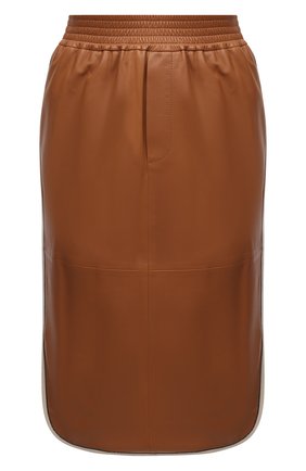 Женская кожаная юбка BRUNELLO CUCINELLI коричневого цвета по цене 329500 руб., арт. MPTAN5291 | Фото 1 Женская кожаная юбка BRUNELLO CUCINELLI коричневого цвета, арт. MPTAN5291 | Фото 1 (Длина Ж (юбки, платья, шорты): До колена; Материал внешний: Натуральная кожа; Материал подклада: Синтетический материал; Женское Кросс-КТ: Юбка-одежда; Стили: Гранж)