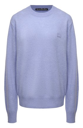 Женский шерстяной пуловер ACNE STUDIOS голубого цвета, арт. C60042/W | Фото 1 (Материал внешний: Шерсть; Рукава: Длинные; Длина (для топов): Стандартные; Стили: Кэжуэл; Женское Кросс-КТ: Пуловер-одежда)