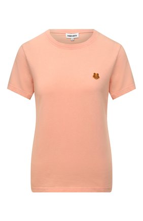 Женская хлопковая футболка KENZO розового цвета, арт. FC52TS8434CJ | Фото 1 (Рукава: Короткие; Материал внешний: Хлопок; Длина (для топов): Стандартные; Женское Кросс-КТ: Футболка-одежда; Принт: Без принта; Стили: Спорт-шик)