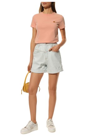 Женская хлопковая футболка KENZO розового цвета, арт. FC52TS8434CJ | Фото 2 (Рукава: Короткие; Материал внешний: Хлопок; Длина (для топов): Стандартные; Женское Кросс-КТ: Футболка-одежда; Принт: Без принта; Стили: Спорт-шик)