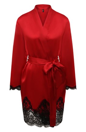 Женский шелковый халат AUBADE красного цвета, арт. QS65 | Фото 1 (Длина Ж (юбки, платья, шорты): Мини; Рукава: Длинные; Материал внешний: Шелк)