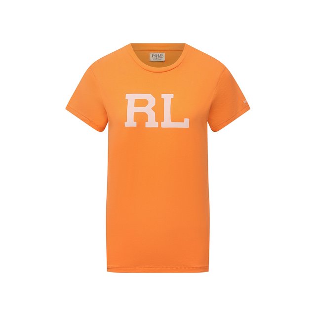 Хлопковая футболка Polo Ralph Lauren оранжевого цвета