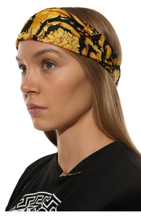 Женская повязка на голову VERSACE черного цвета, арт. 1004076/A232999 | Фото 2 (Материал: Текстиль, Шелк)
