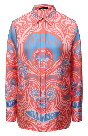 Женская шелковая блузка VERSACE разноцветного цвета по цене 119500 руб., арт. 1001360/1A02873 | Фото 1 Женская шелковая блузка VERSACE разноцветного цвета, арт. 1001360/1A02873 | Фото 1 (Длина (для топов): Стандартные; Рукава: Длинные; Материал внешний: Шелк; Женское Кросс-КТ: Блуза-одежда; Принт: С принтом; Стили: Романтичный)