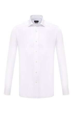 Мужская хлопковая сорочка ERMENEGILDO ZEGNA белого цвета по цене 35350 руб., арт. 301032/9MS0BA | Фото 1 Мужская хлопковая сорочка ERMENEGILDO ZEGNA белого цвета, арт. 301032/9MS0BA | Фото 1 (Рукава: Длинные; Длина (для топов): Стандартные; Материал внешний: Хлопок; Случай: Формальный; Манжеты: На пуговицах; Воротник: Акула; Принт: Однотонные; Стили: Классический; Рубашки М: Regular Fit)