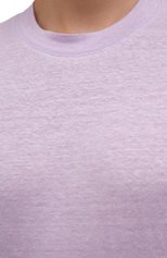 Мужская льняная футболка FEDELI сиреневого цвета, арт. 5UED0151 | Фото 5 (Принт: Без принта; Рукава: Короткие; Длина (для топов): Стандартные; Материал внешний: Лен; Стили: Кэжуэл)