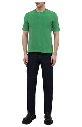 Мужская хлопковая футболка BOTTEGA VENETA зеленого цвета, арт. 656849/V0UE0 | Фото 2 (Рукава: Короткие; Длина (для топов): Стандартные; Материал внешний: Хлопок; Принт: Без принта; Стили: Минимализм)
