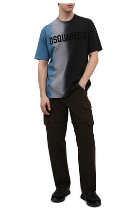 Мужская хлопковая футболка DSQUARED2 разноцветного цвета, арт. S74GD0918/S22507 | Фото 2 (Длина (для топов): Удлиненные; Материал внешний: Хлопок; Рукава: Короткие; Принт: С принтом; Стили: Гранж)