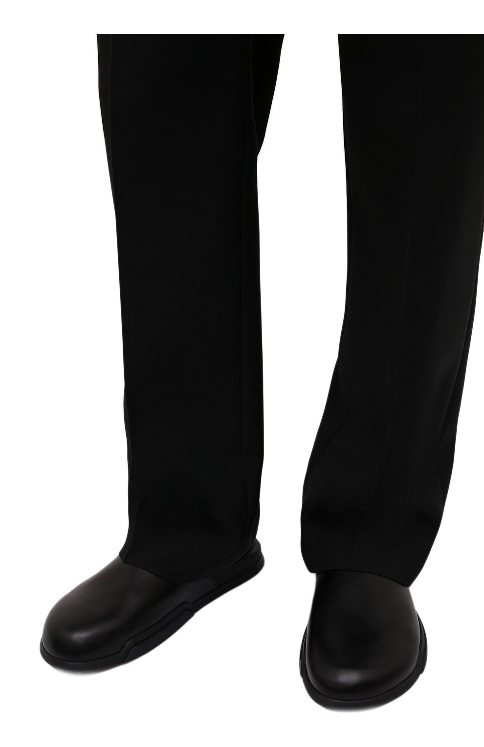 Мужские кожаные сабо GIORGIO ARMANI черного цвета, арт. X2P078/XF575 | Фото 3 (Материал внешний: Кожа; Материал внутренний: Натуральная кожа)
