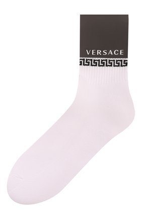 Мужские хлопковые носки VERSACE белого цвета, арт. 1001543/1A01189 | Фото 1 (Материал внешний: Хлопок; Кросс-КТ: бельё)