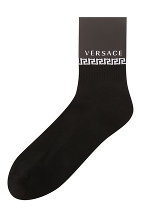 Мужские хлопковые носки VERSACE черного цвета, арт. 1001543/1A01189 | Фото 1 (Материал внешний: Хлопок; Кросс-КТ: бельё)