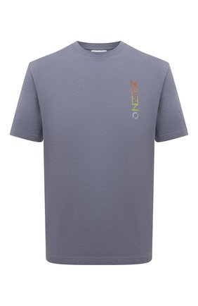 Мужская хлопковая футболка KENZO серо-голубого цвета, арт. FC55TS2024SB | Фото 1 (Материал внешний: Хлопок; Рукава: Короткие; Длина (для топов): Стандартные; Принт: С принтом; Стили: Кэжуэл)