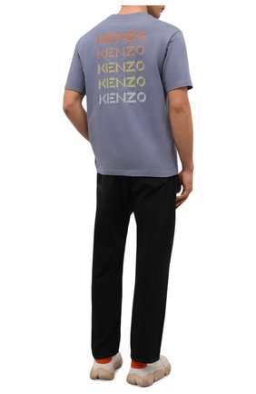 Мужская хлопковая футболка KENZO серо-голубого цвета, арт. FC55TS2024SB | Фото 2 (Материал внешний: Хлопок; Рукава: Короткие; Длина (для топов): Стандартные; Принт: С принтом; Стили: Кэжуэл)