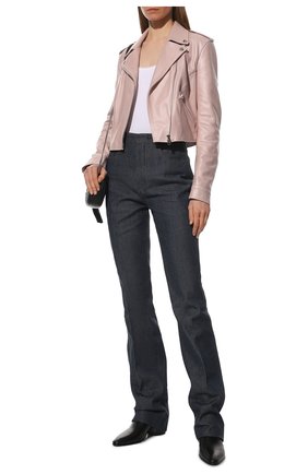 Женская кожаная куртка DOLCE & GABBANA розового цвета, арт. F9M11L/GDAK0 | Фото 2 (Кросс-КТ: Куртка; Рукава: Длинные; Стили: Гламурный; Материал внешний: Натуральная кожа; Женское Кросс-КТ: Замша и кожа; Длина (верхняя одежда): Короткие; Материал подклада: Шелк)