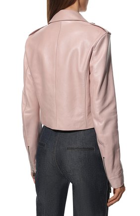 Женская кожаная куртка DOLCE & GABBANA розового цвета, арт. F9M11L/GDAK0 | Фото 4 (Кросс-КТ: Куртка; Рукава: Длинные; Стили: Гламурный; Материал внешний: Натуральная кожа; Женское Кросс-КТ: Замша и кожа; Длина (верхняя одежда): Короткие; Материал подклада: Шелк)