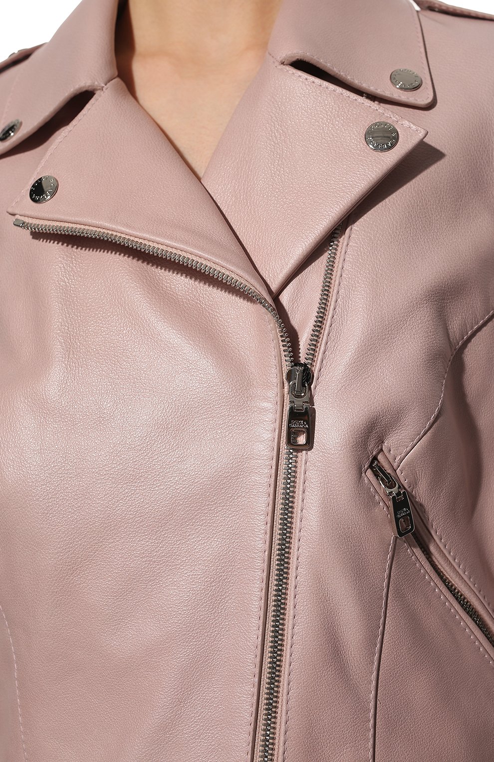 Женская кожаная куртка DOLCE & GABBANA розового цвета, арт. F9M11L/GDAK0 | Фото 5 (Кросс-КТ: Куртка; Рукава: Длинные; Стили: Гламурный; Материал внешний: Натуральная кожа; Женское Кросс-КТ: Замша и кожа; Длина (верхняя одежда): Короткие; Материал подклада: Шелк)