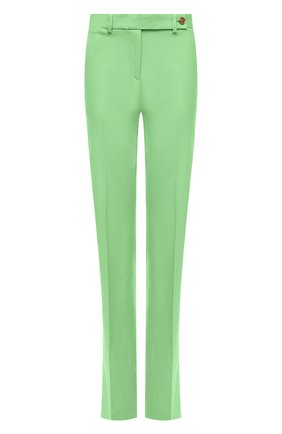 Женские шерстяные брюки VERSACE зеленого цвета, арт. 1002995/1A00537 | Фото 1 (Длина (брюки, джинсы): Удлиненные; Материал внешний: Шерсть; Материал подклада: Синтетический материал; Стили: Гламурный; Женское Кросс-КТ: Брюки-одежда; Силуэт Ж (брюки и джинсы): Прямые)