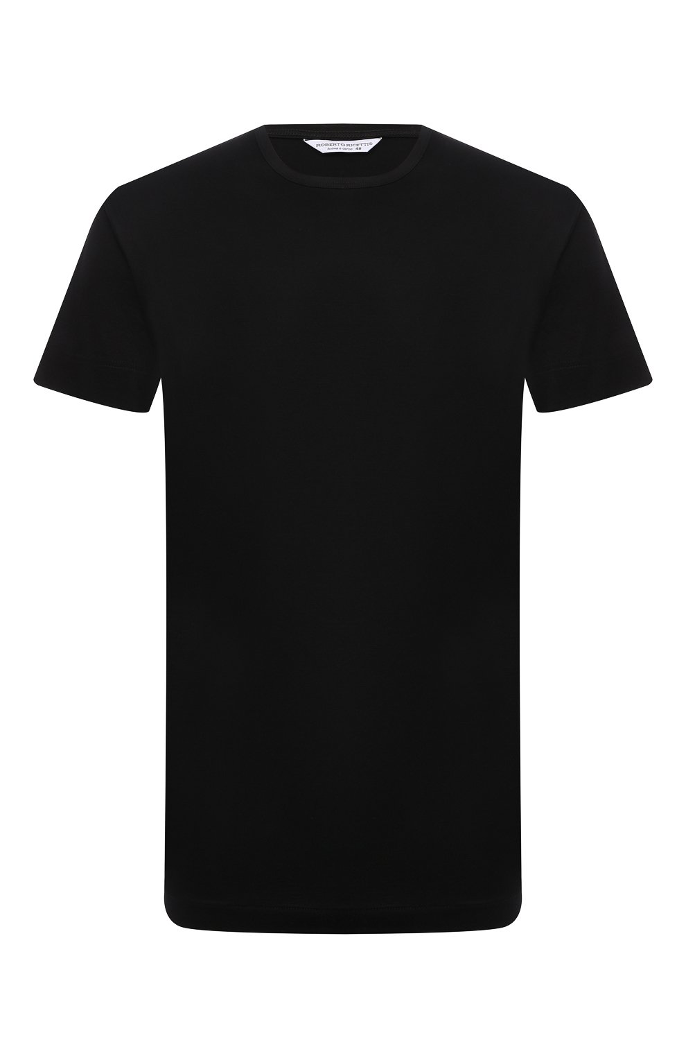Мужская хлопковая футболка ROBERTO RICETTI черного цвета, арт. RRJ300-21 MAGLI.GIR0C0LL0 M/M/MA2N | Фото 1 (Принт: Без принта; Кросс-КТ: домашняя одежда; Длина (для топов): Стандартные; Материал внешний: Хлопок)