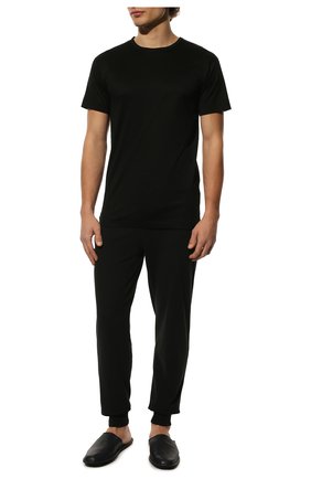 Мужская хлопковая футболка ROBERTO RICETTI черного цвета, арт. RRJ300-21 MAGLI.GIR0C0LL0 M/M/MA2N | Фото 2 (Материал внешний: Хлопок; Длина (для топов): Стандартные; Кросс-КТ: домашняя одежда; Принт: Без принта)