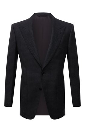 Мужской шерстяной пиджак TOM FORD темно-серого цвета по цене 344000 руб., арт. 322R60/11HA40 | Фото 1 Мужской шерстяной пиджак TOM FORD темно-серого цвета, арт. 322R60/11HA40 | Фото 1 (Длина (для топов): Стандартные; Материал подклада: Шелк, Купро; Материал внешний: Шерсть; Рукава: Длинные; Пиджаки М: Приталенный; 1-2-бортные: Однобортные; Случай: Повседневный; Стили: Кэжуэл)
