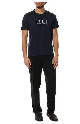 Мужская хлопковая футболка POLO RALPH LAUREN темно-синего цвета, арт. 714862615 | Фото 2 (Материал внешний: Хлопок; Длина (для топов): Стандартные; Кросс-КТ: домашняя одежда)