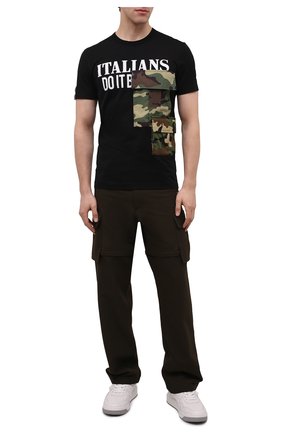 Мужская хлопковая футболка DOLCE & GABBANA черного цвета, арт. G8NZ3T/G7BTA | Фото 2 (Материал внешний: Хлопок; Длина (для топов): Стандартные; Рукава: Короткие; Принт: С принтом; Стили: Милитари)
