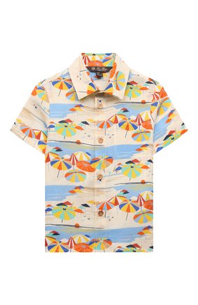 Детская льняная рубашка LORO PIANA разноцветного цвета, арт. FAM0363 | Фото 1 (Рукава: Короткие; Материал внешний: Лен)