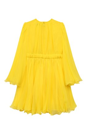 Детское шелковое платье DOLCE & GABBANA желтого цвета, арт. L53DA1/FU1AT/2-6 | Фото 2 (Материал внешний: Шелк; Рукава: Длинные; Материал подклада: Вискоза; Ростовка одежда: 2 года | 92 см, 4 года | 104 см, 5 лет | 110 см, 6 лет | 116 см)