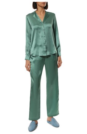 Женские шелковые брюки AUBADE зеленого цвета, арт. QS60 | Фото 2 (Длина (брюки, джинсы): Стандартные; Материал внешний: Шелк)