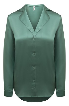 Женская шелковая рубашка AUBADE зеленого цвета, арт. QS44 | Фото 1 (Рукава: Длинные; Материал внешний: Шелк; Длина (для топов): Удлиненные)