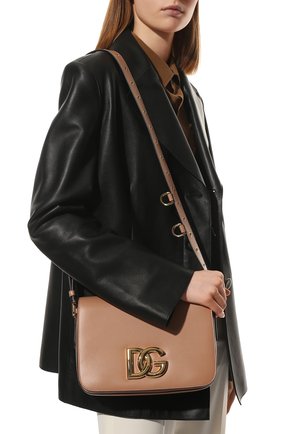 Женская сумка 3.5 DOLCE & GABBANA бежевого цвета, арт. BB7077/AW576 | Фото 2 (Размер: small; Ремень/цепочка: На ремешке; Материал: Натуральная кожа; Сумки-технические: Сумки через плечо)