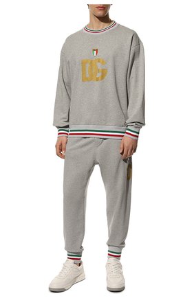 Мужской хлопковый свитшот DOLCE & GABBANA серого цвета по цене 72950 руб., арт. G9XF5Z/FU7DU | Фото 2 Мужской хлопковый свитшот DOLCE & GABBANA серого цвета, арт. G9XF5Z/FU7DU | Фото 2 (Рукава: Длинные; Длина (для топов): Стандартные; Материал внешний: Хлопок; Мужское Кросс-КТ: свитшот-одежда; Принт: С принтом; Стили: Спорт-шик)