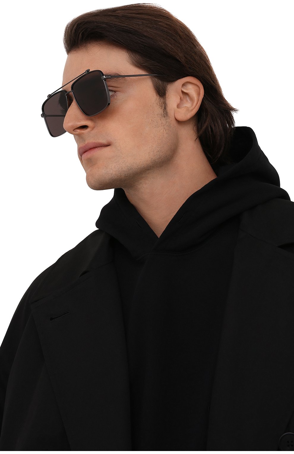 Мужские солнцезащитные очки ALEXANDER MCQUEEN черного цвета, арт. AM0336S 001 | Фото 2 (Кросс-КТ: С/з-мужское; Тип очков: С/з; Очки форма: Квадратные; Оптика Гендер: оптика-мужское)