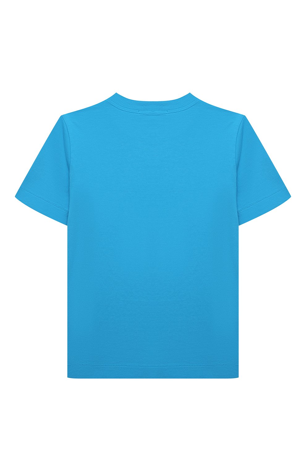 Детская хлопковая футболка STONE ISLAND голубого цвета, арт. 761620147/6-8 | Фото 2 (Рукава: Короткие; Материал внешний: Хлопок; Мальчики Кросс-КТ: Футболка-одежда)