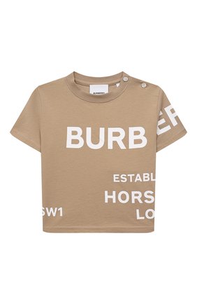 Детский хлопковая футболка BURBERRY бежевого цвета, арт. 8054044 | Фото 1 (Кросс-КТ НВ: Футболка)
