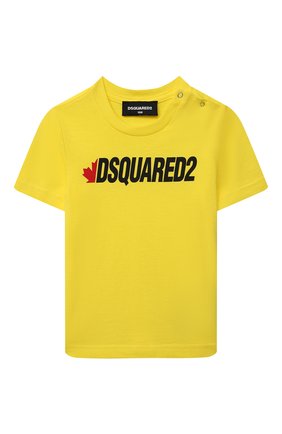 Детский хлопковая футболка DSQUARED2 желтого цвета, арт. DQ0833-D0015 | Фото 1 (Кросс-КТ НВ: Футболка)